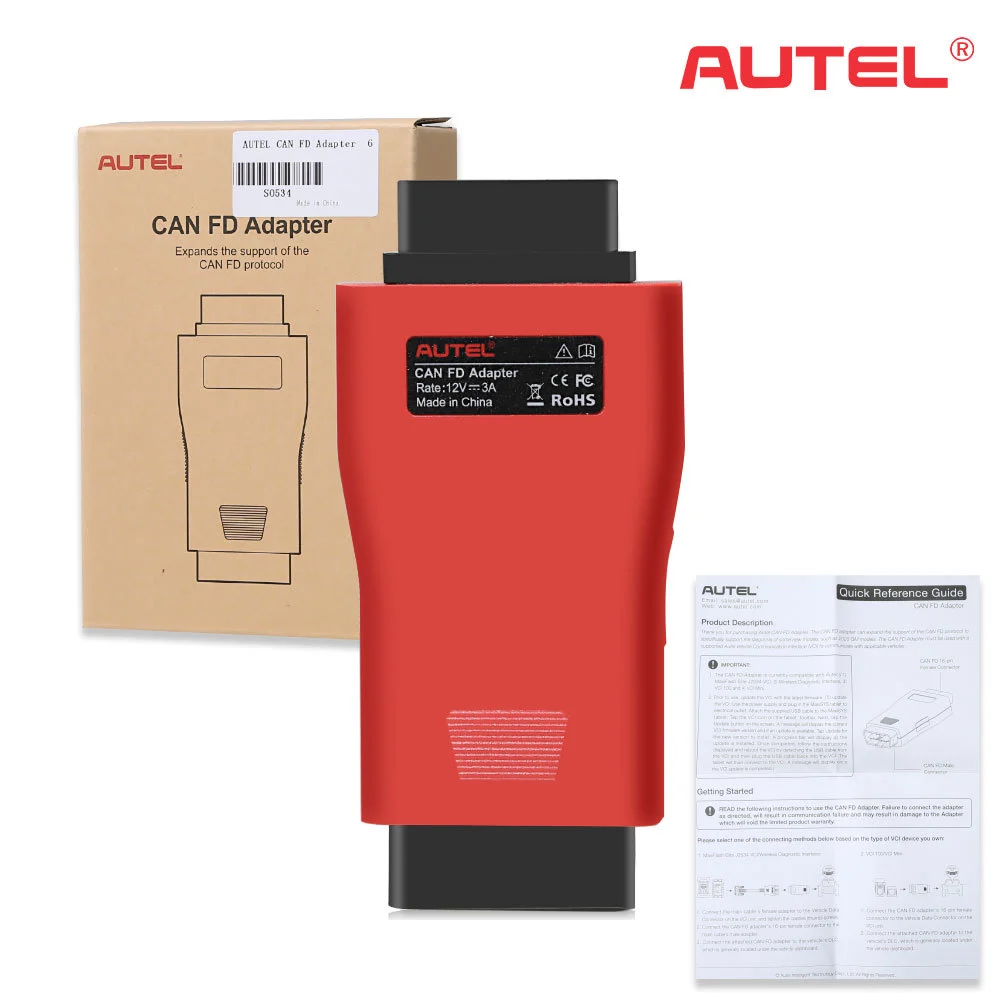 Adapter Autel CAN FD z opakowaniem na białym tle