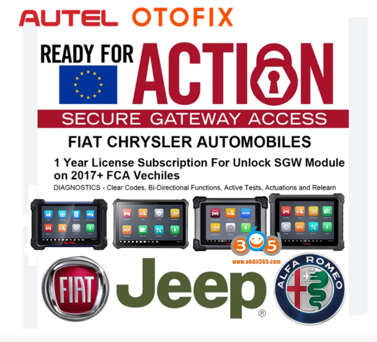 Autel OTOFIX dostęp FCA SGW licencja na 1 rok Fiat Jeep Alfa - obrazek 2